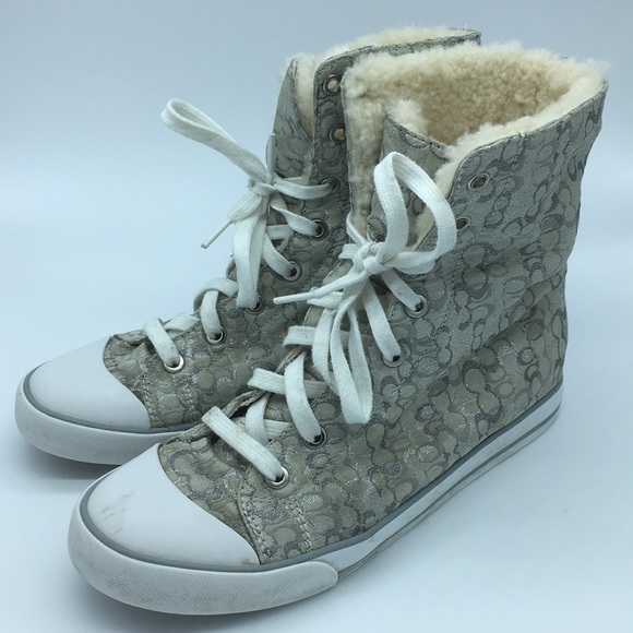 Coach Fur Lined High Tops - Size 8B